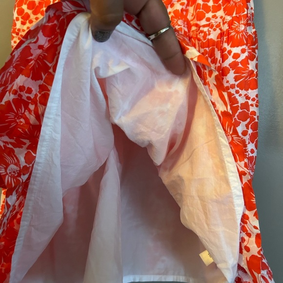 Gap skirt - coral/red & white floral print knee length 100% cotton - Picture 5 of 7